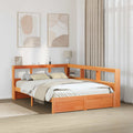 Bücherregal-Bett mit Kopfteil 2 pcs Wachsbraun 200 x 150 cm