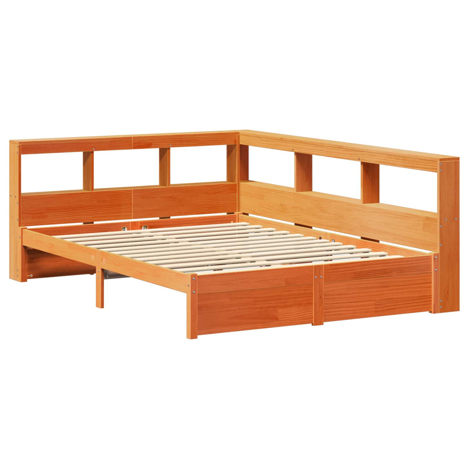 Bücherregal-Bett mit Kopfteil 2 pcs Wachsbraun 200 x 150 cm