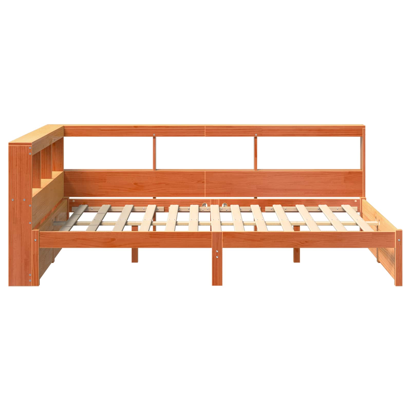 Bücherregal-Bett mit Kopfteil 2 pcs Wachsbraun 200 x 150 cm