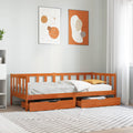 Tagesbett mit Kopfteil 3 pcs Wachsbraun Massivholz Kiefer