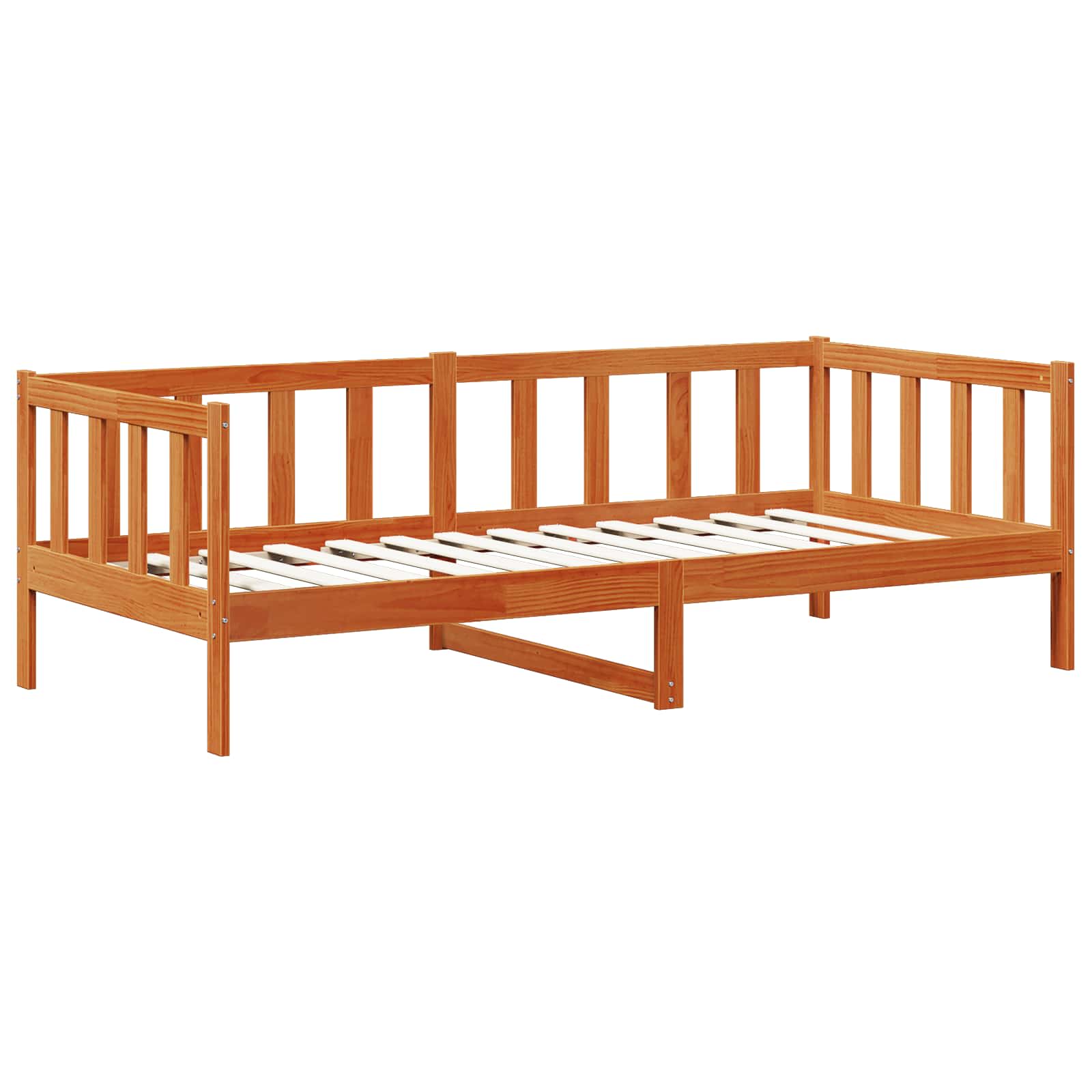 Tagesbett mit Kopfteil 3 pcs Wachsbraun Massivholz Kiefer