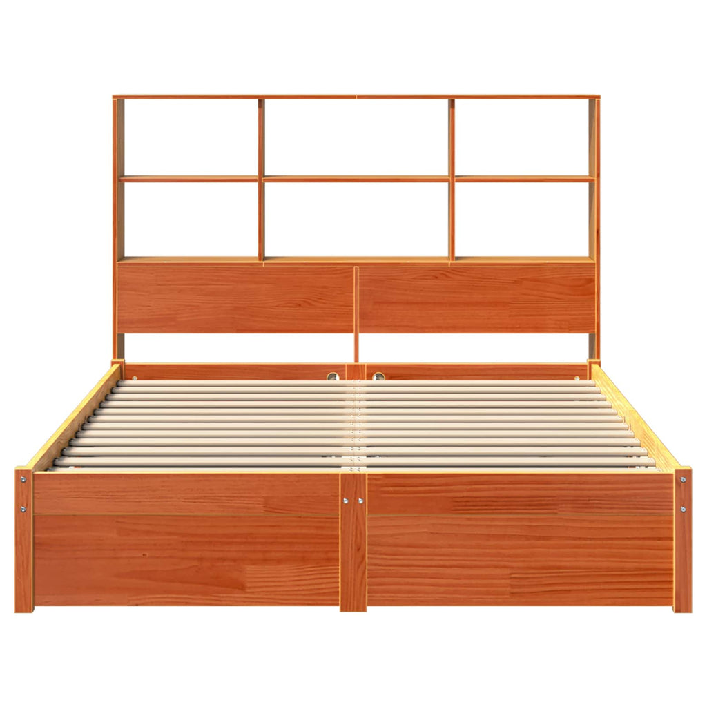 Bettgestell mit Aufbewahrungskopfteil Wachsbraun 140 x 200 cm
