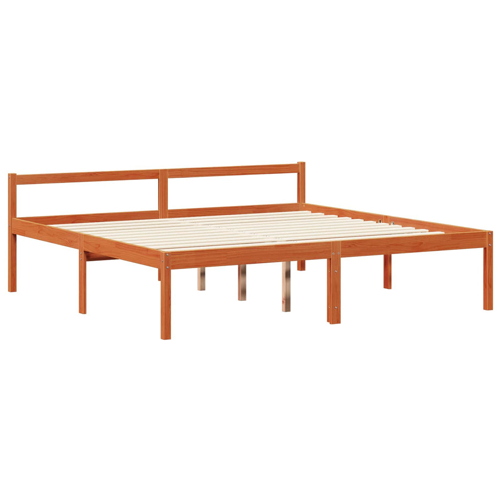 Bettrahmen mit Kopfteil 2 pcs Wachsbraun Massivholz Kiefer