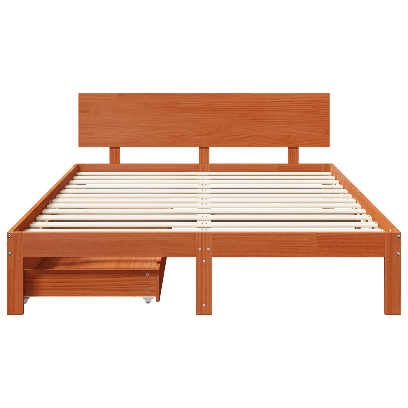 Bettrahmen mit Kopfteil 3 pcs Wachsbraun Massivholz Kiefer