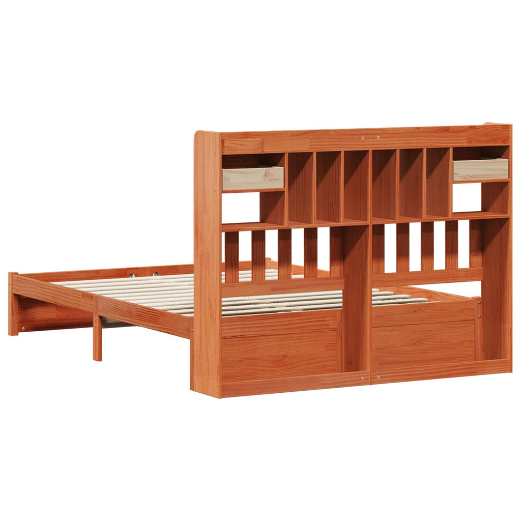 Bücherregal Bettgestell mit Kopfteil Wachsbraun 200 x 160 cm