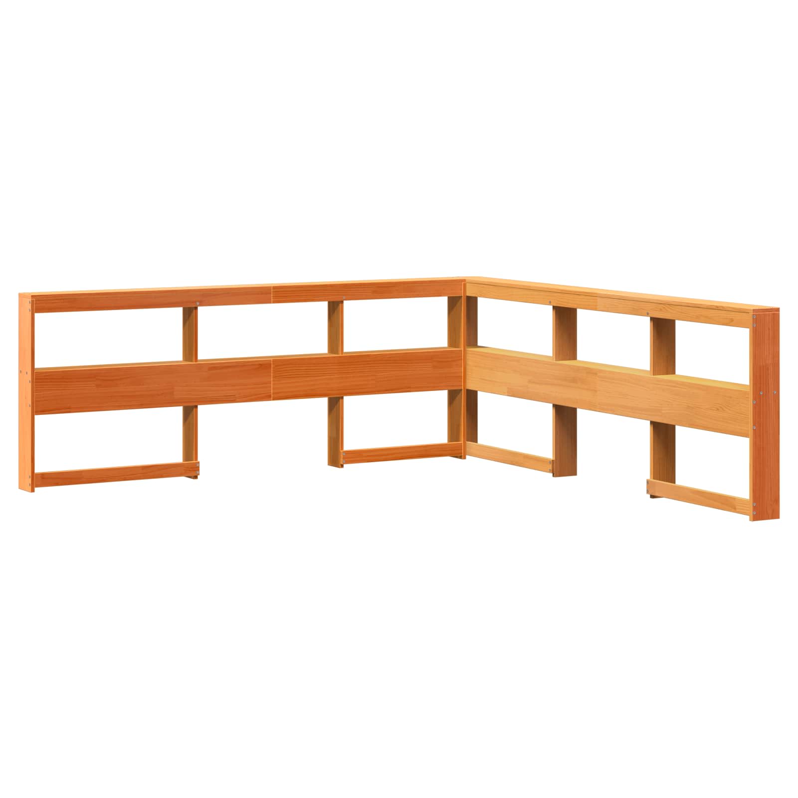 Bücherregal-Bett mit Kopfteil 2 pcs Wachsbraun 200 x 180 cm