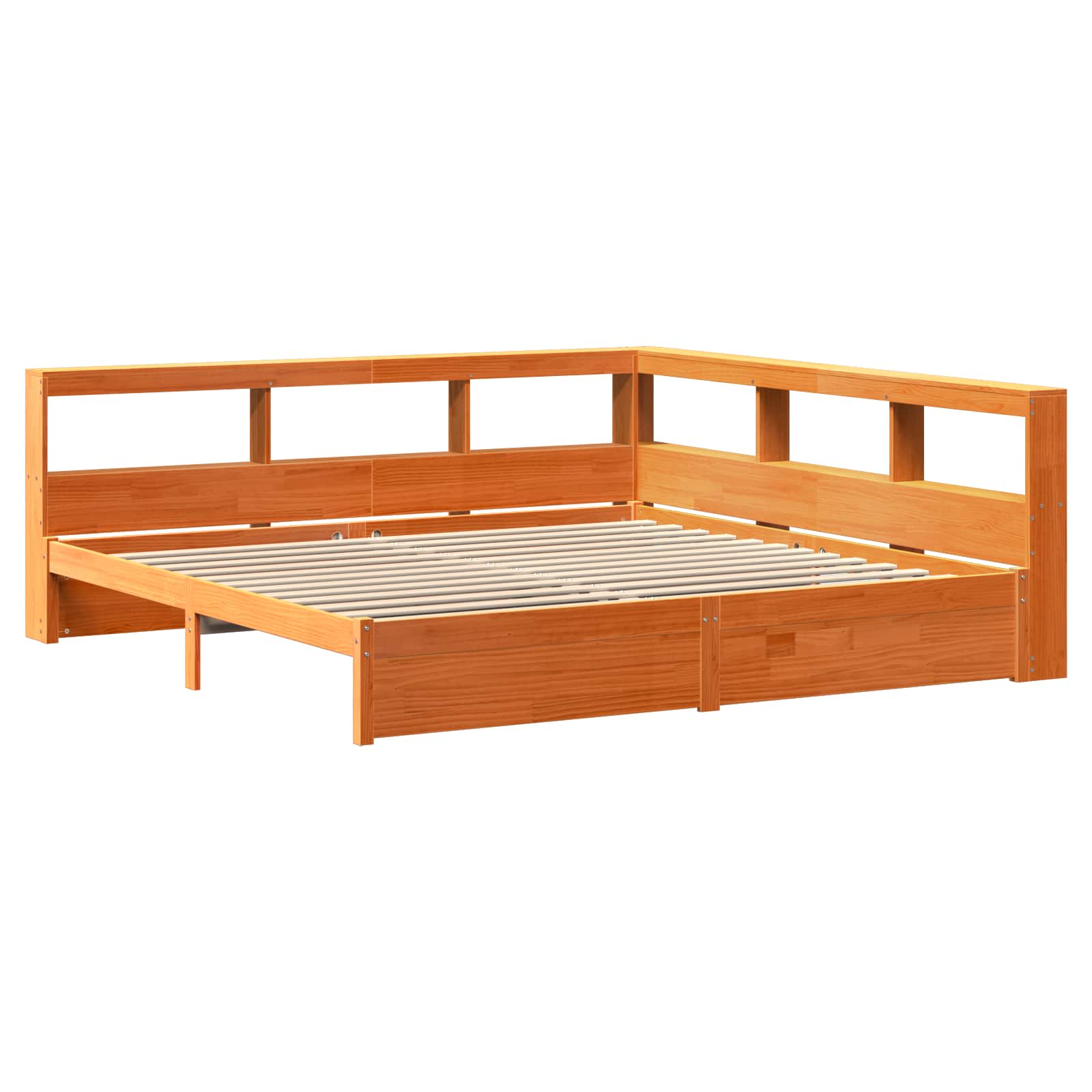 Bücherregal-Bett mit Kopfteil 2 pcs Wachsbraun 200 x 180 cm