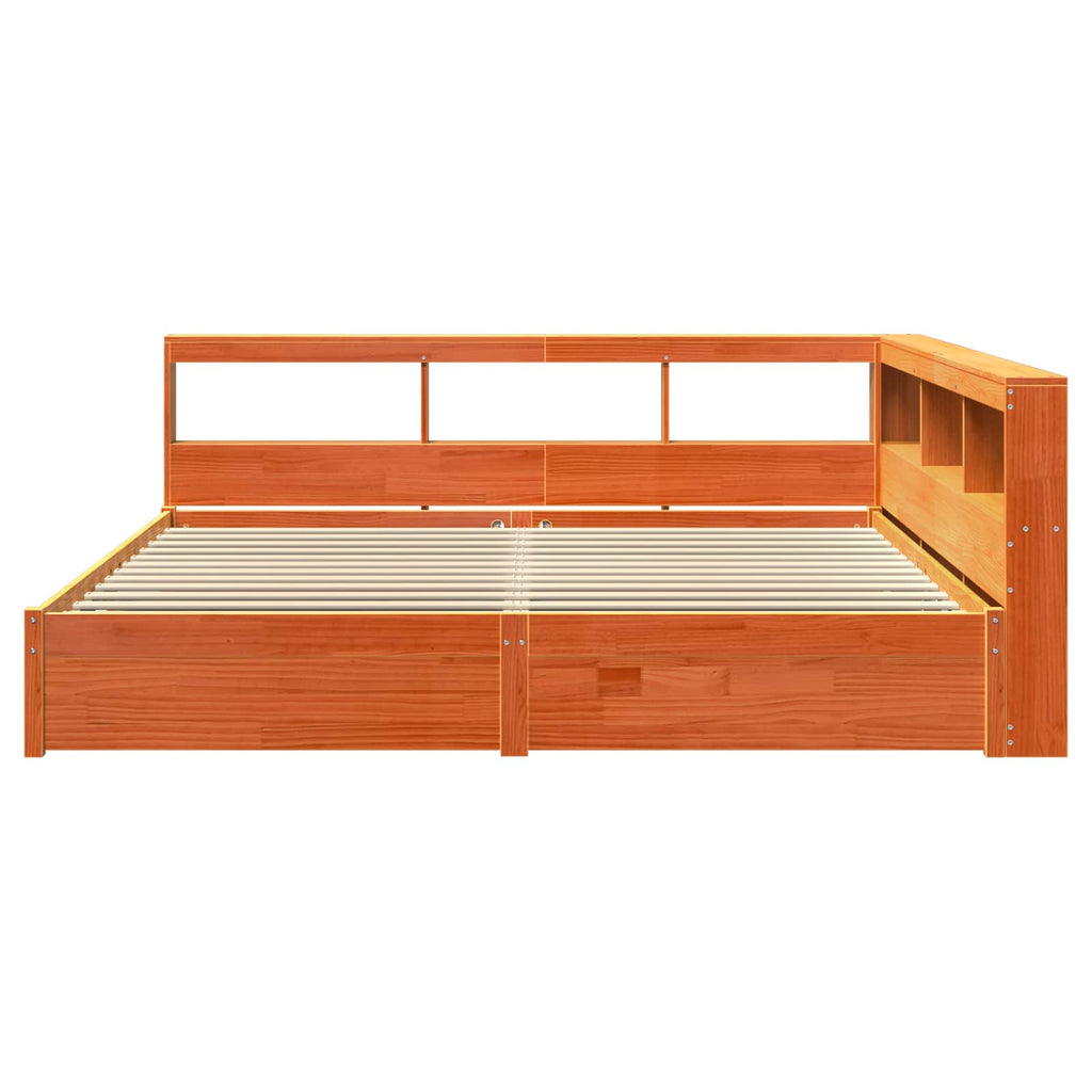 Bücherregal-Bett mit Kopfteil 2 pcs Wachsbraun 200 x 180 cm