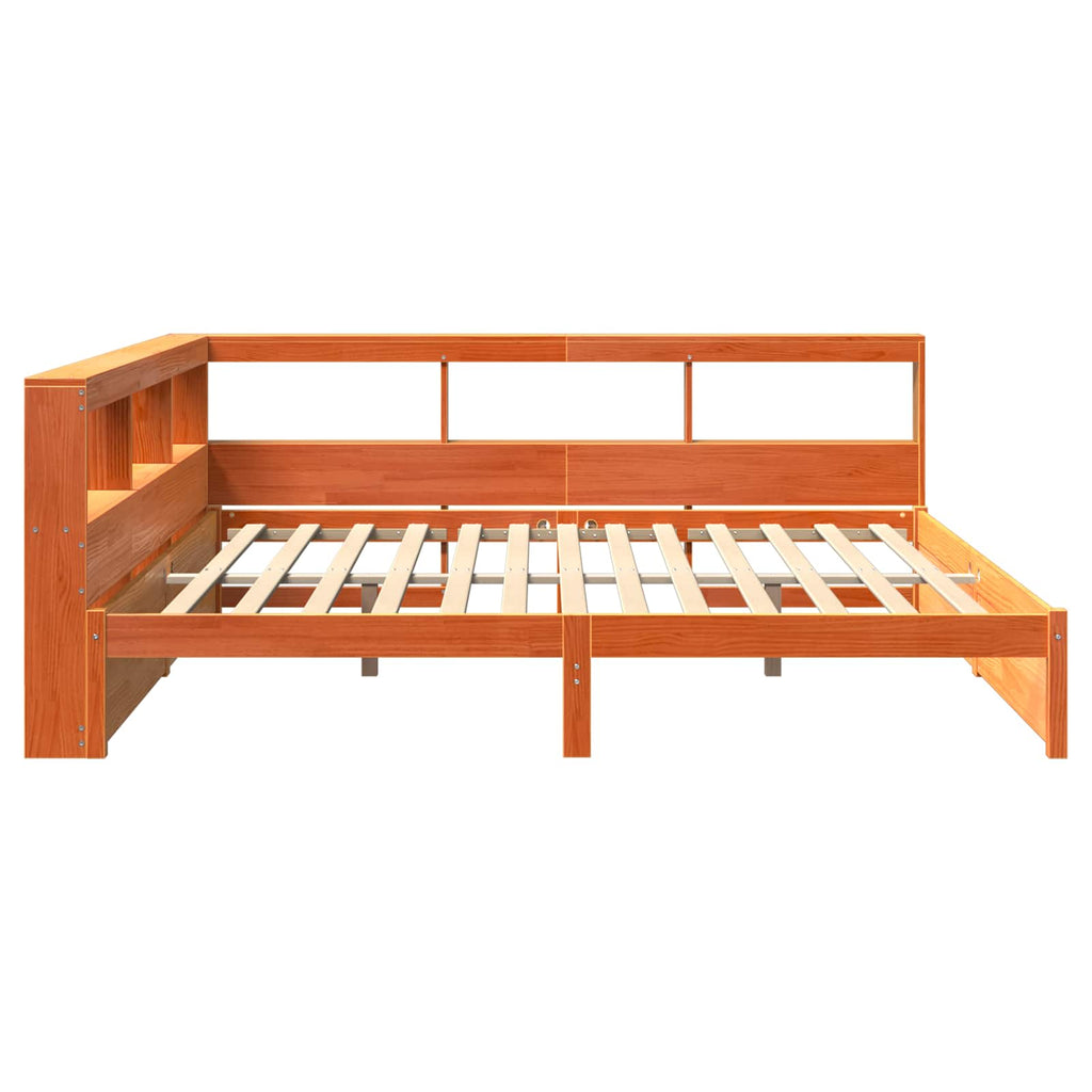 Bücherregal-Bett mit Kopfteil 2 pcs Wachsbraun 200 x 180 cm