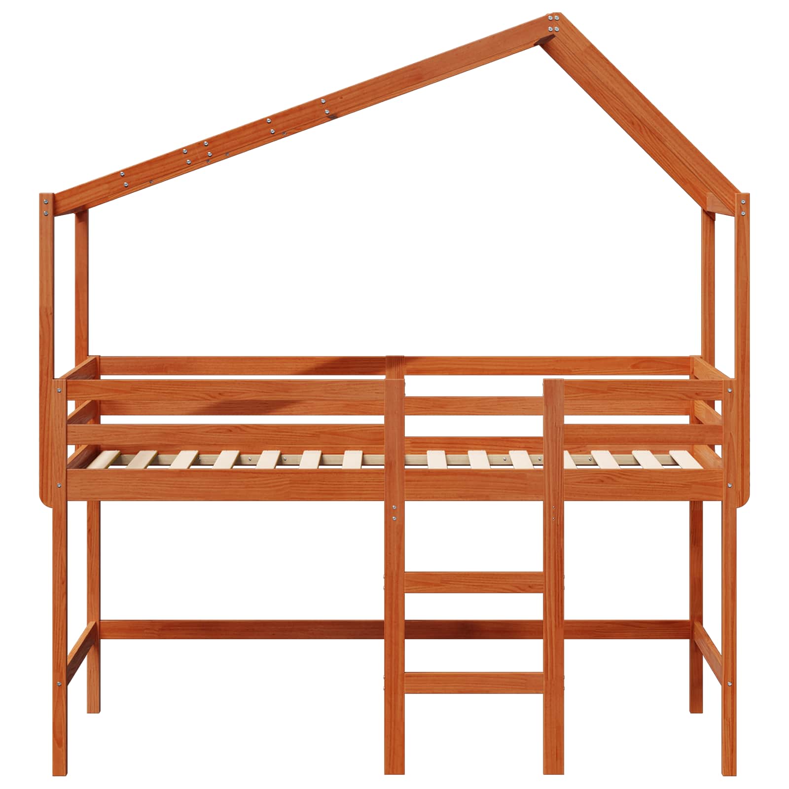 Hochbettrahmen Wachsbraun 90 x 190 cm Massives Kiefernholz