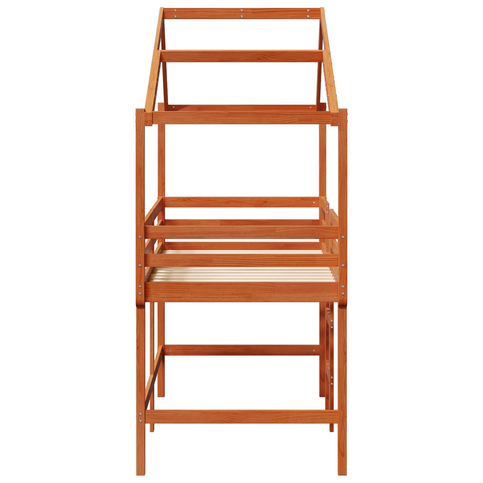 Hochbettrahmen Wachsbraun 90 x 190 cm Massives Kiefernholz