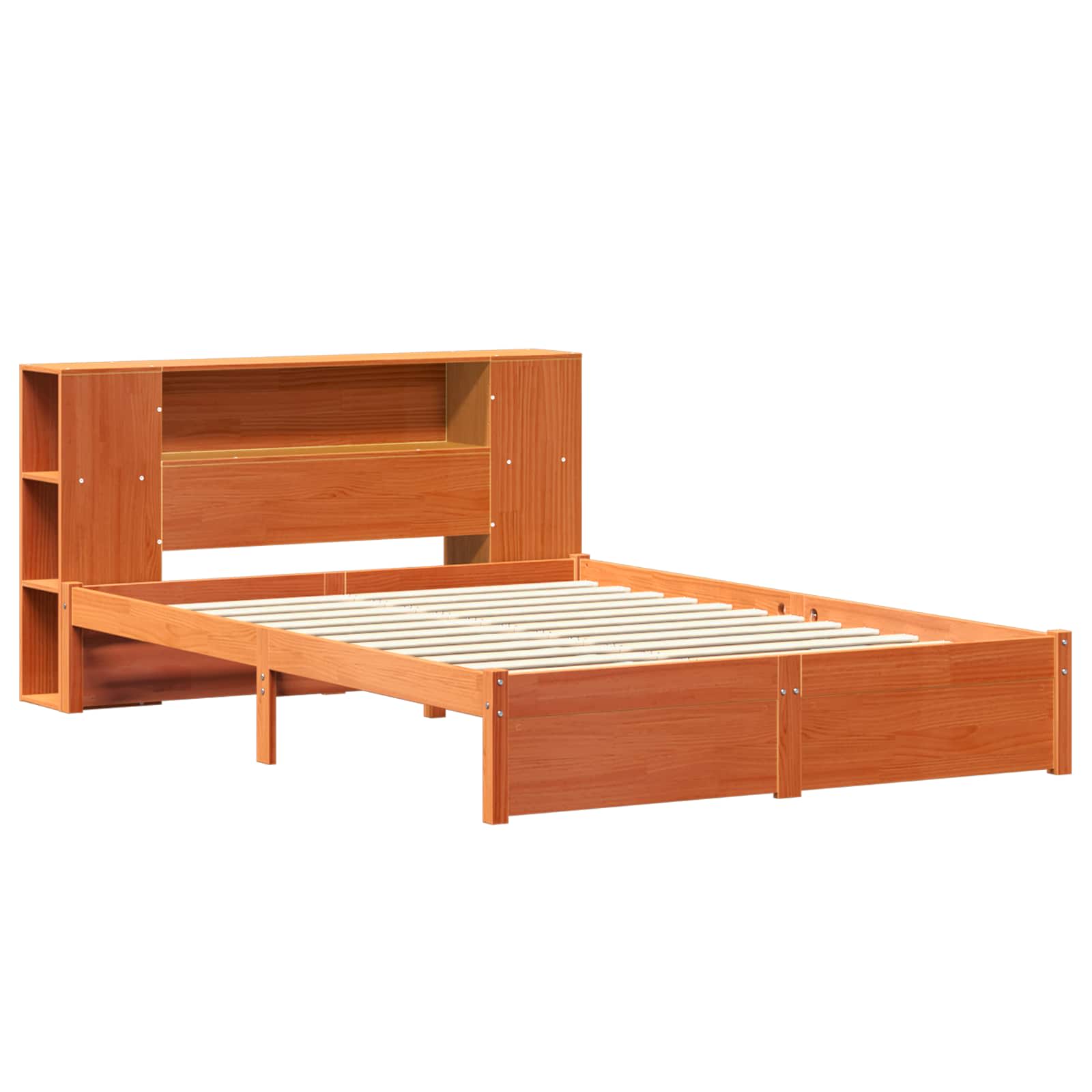 Bettgestell mit Aufbewahrungskopfteil 2 pcs Wachsbraun