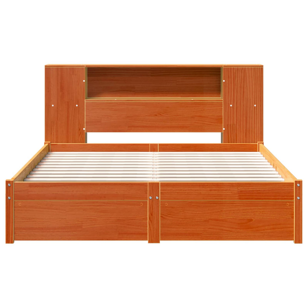 Bettgestell mit Aufbewahrungskopfteil 2 pcs Wachsbraun