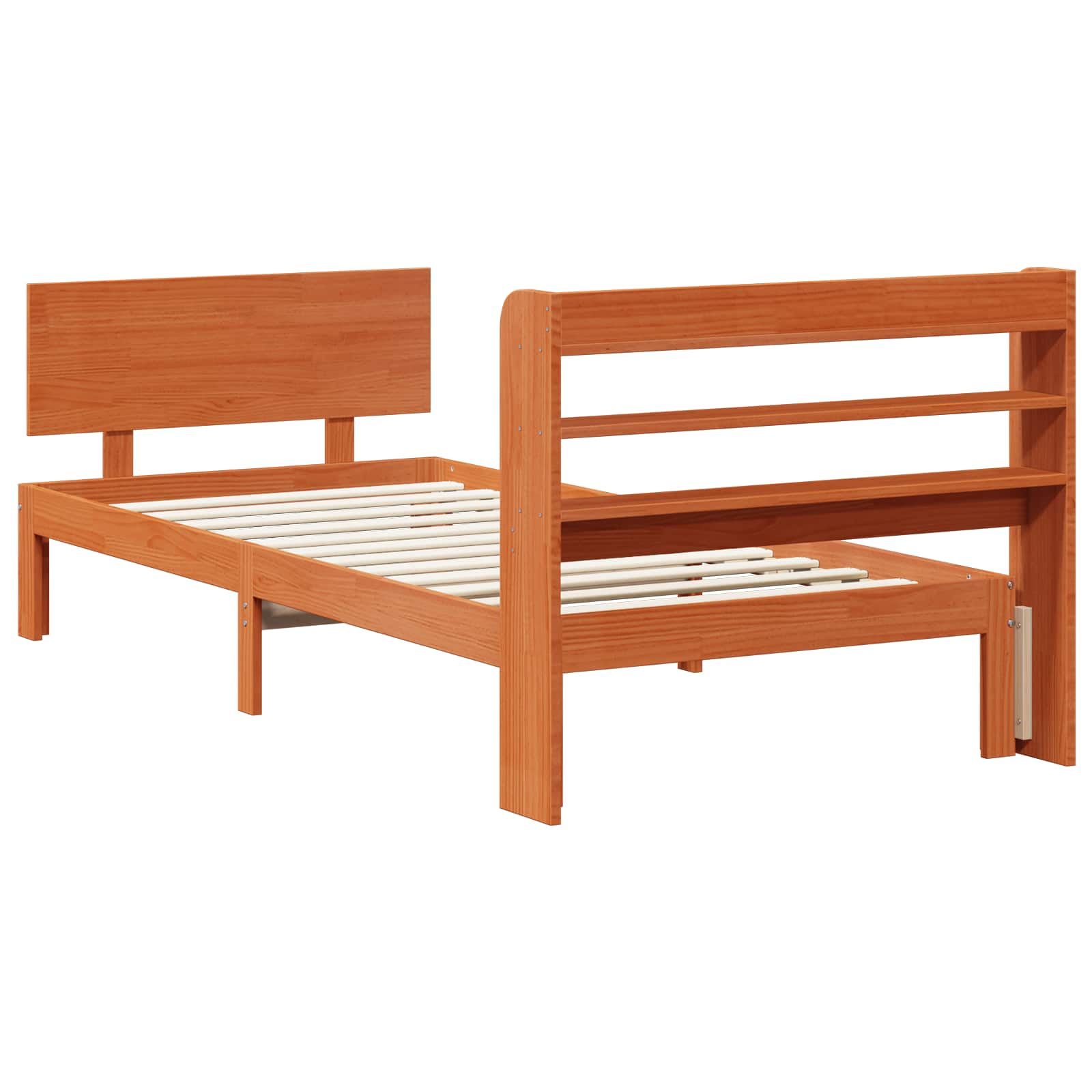 Bettrahmen mit Kopfteil 2 pcs Wachsbraun Massivholz Kiefer