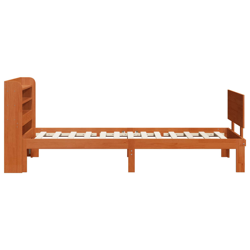 Bettrahmen mit Kopfteil 2 pcs Wachsbraun Massivholz Kiefer