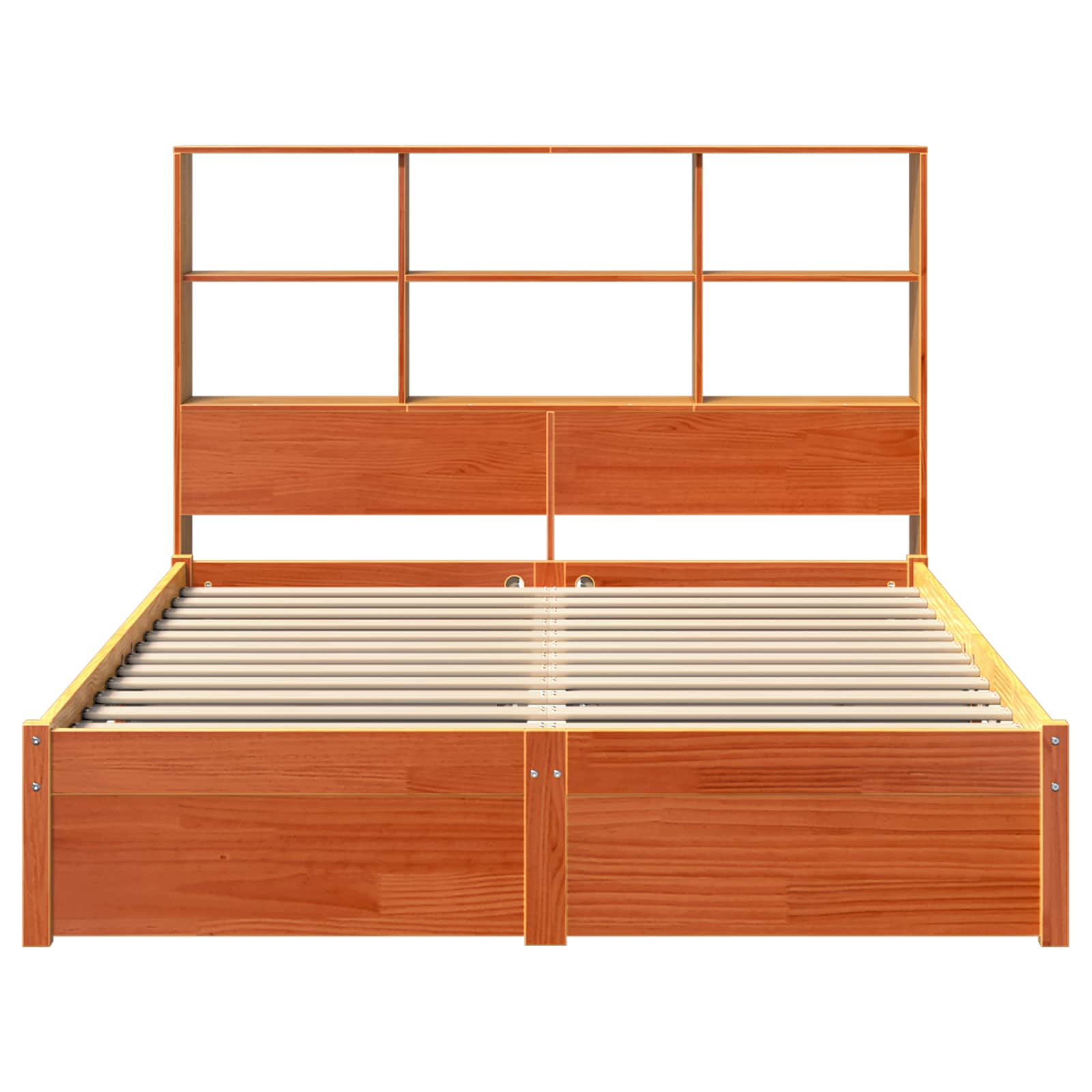 Bettgestell mit Aufbewahrungskopfteil Wachsbraun 160 x 200 cm