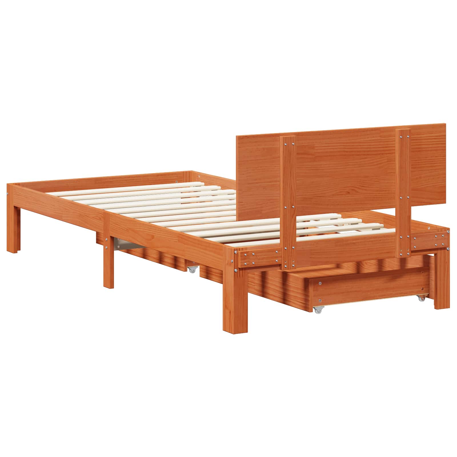 Bettrahmen mit Kopfteil 3 pcs Wachsbraun Massivholz Kiefer