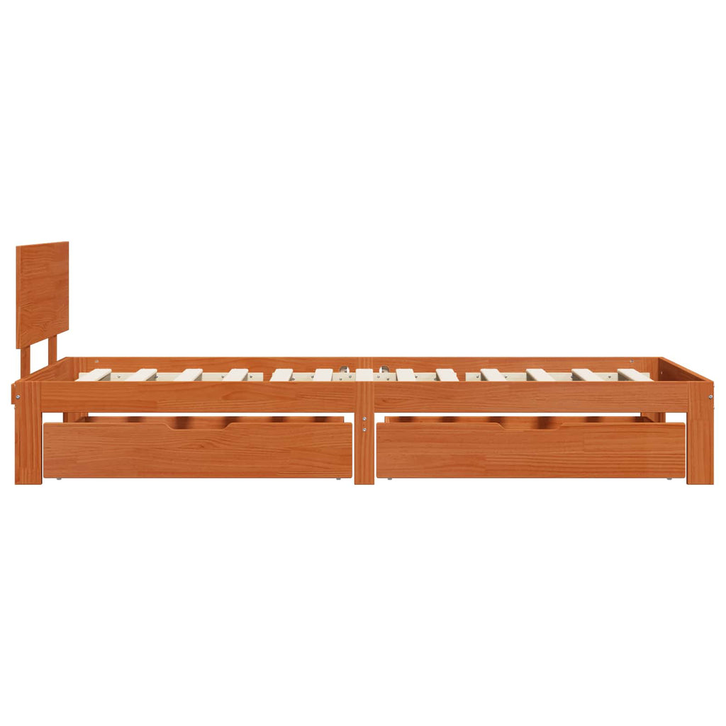 Bettrahmen mit Kopfteil 3 pcs Wachsbraun Massivholz Kiefer