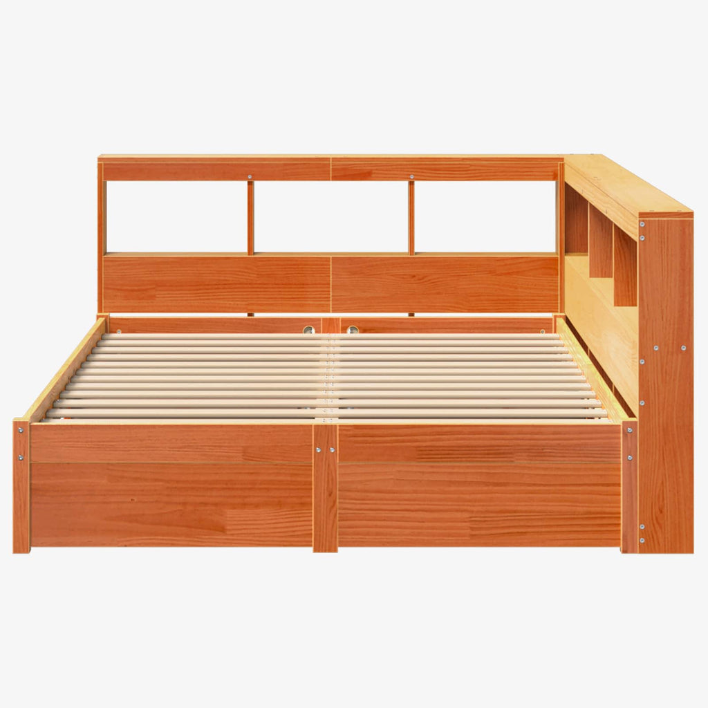 Bücherregal-Bett mit Kopfteil 2 pcs Wachsbraun 200 x 160 cm