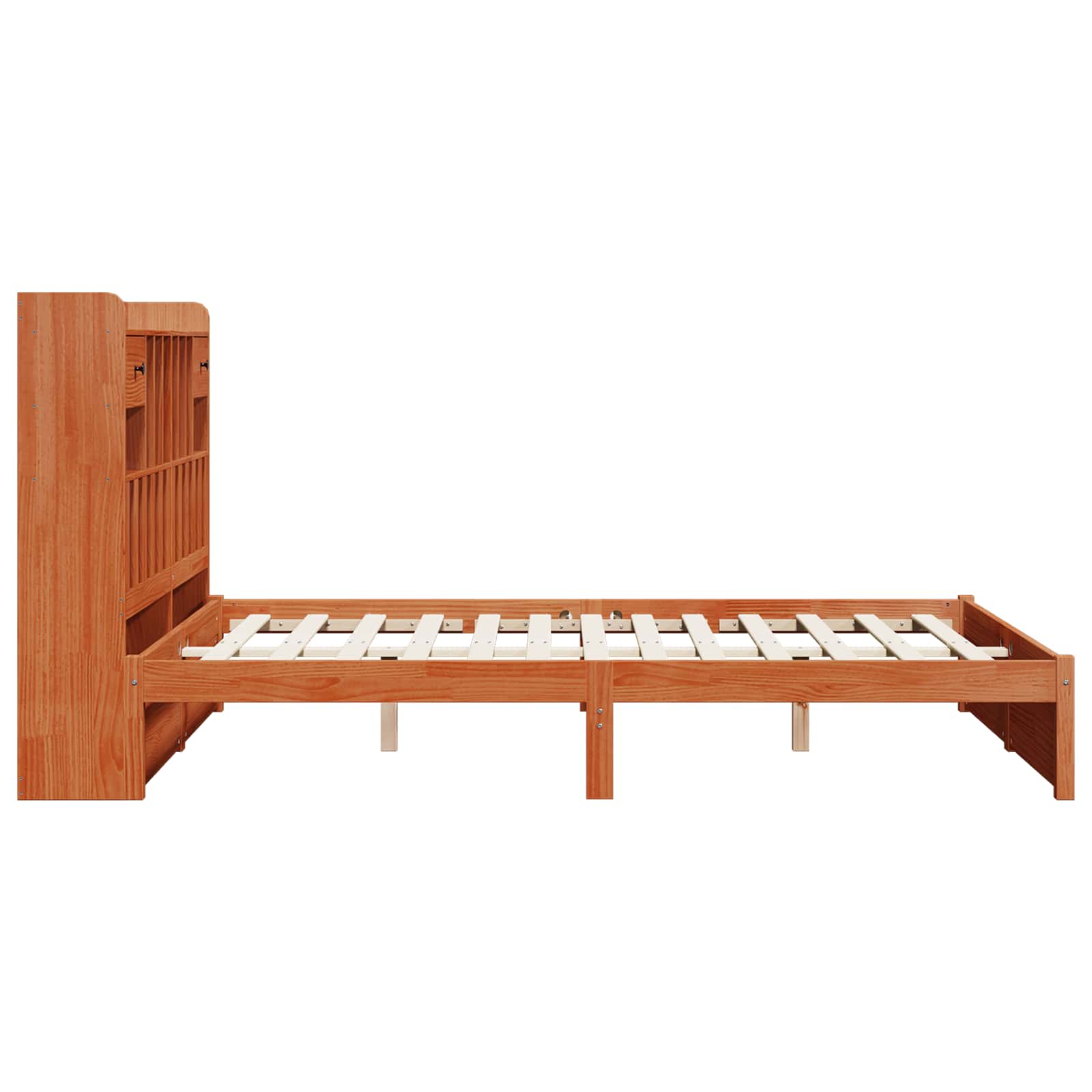 Bücherregal Bettgestell mit Kopfteil Wachsbraun 200 x 140 cm