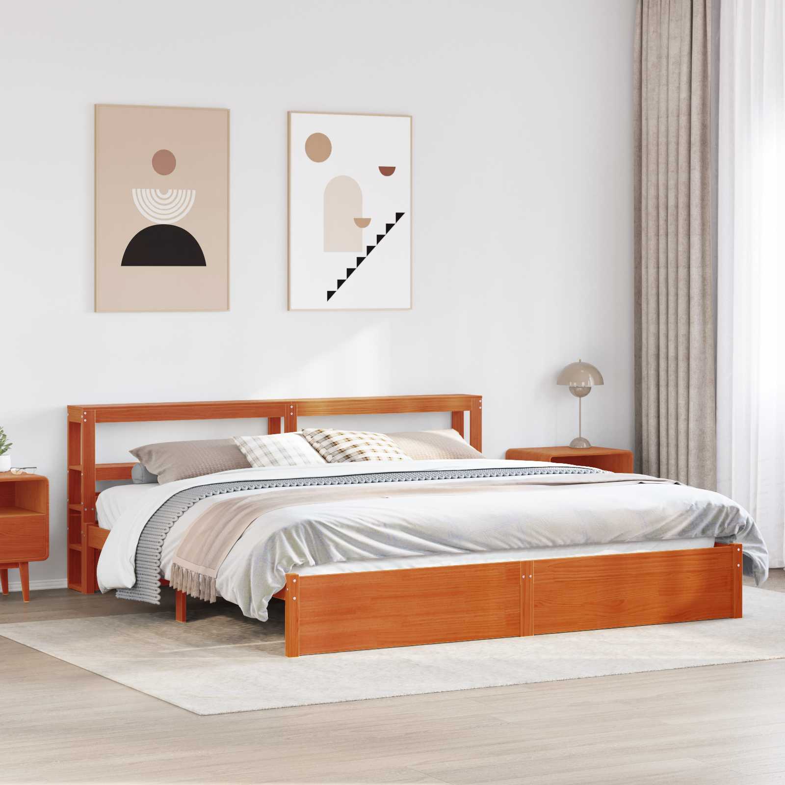 Bettrahmen Wachsbraun 200 x 200 cm Massivholz Kiefer