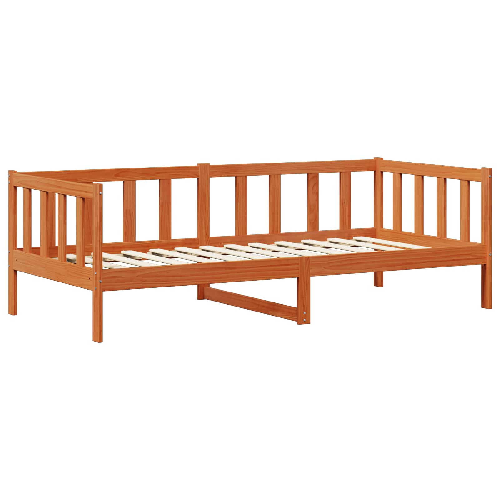 Tag-Bett mit Matratze Wachsbraun und Weiß 90 x 200 cm