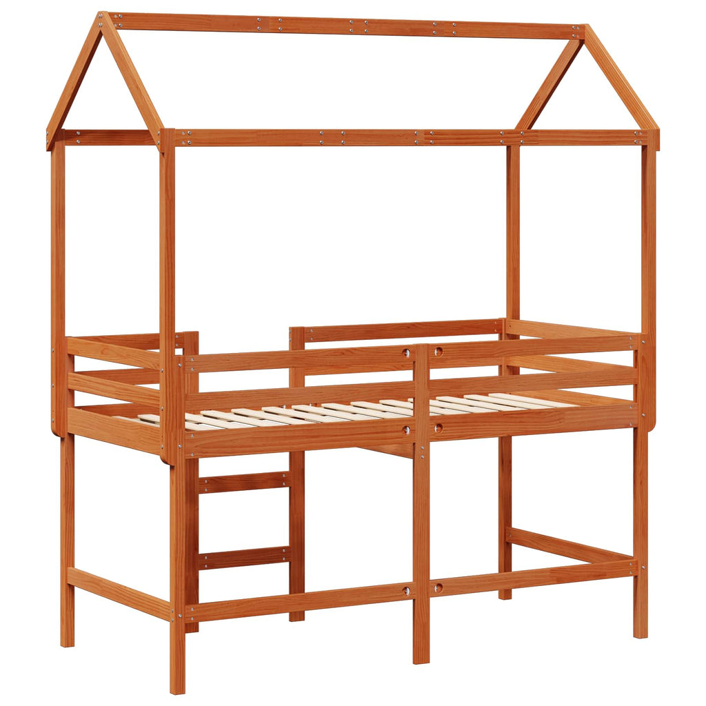 Hochbettrahmen Wachsbraun 90 x 190 cm Massives Kiefernholz