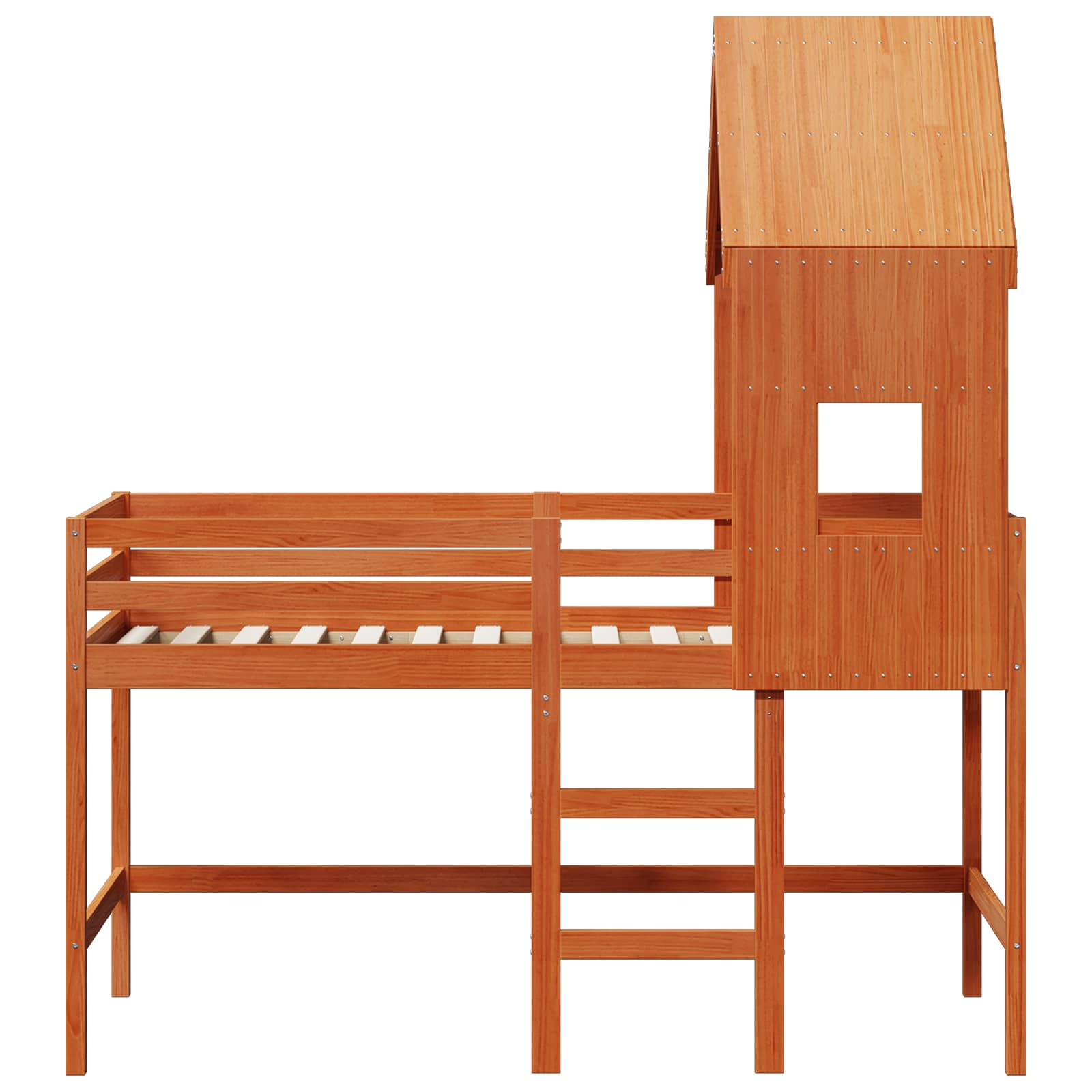 Hochbettrahmen Wachsbraun 90 x 190 cm Massives Kiefernholz