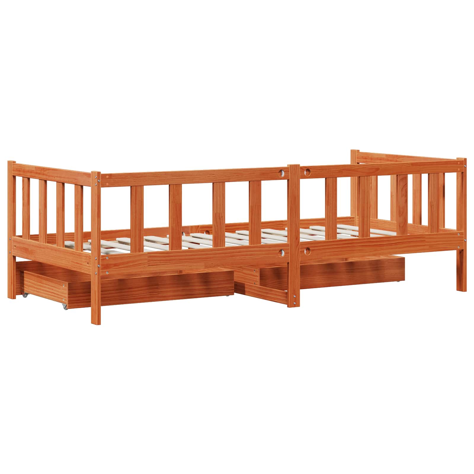 Tagesbett mit Schubladen 3 pcs Wachsbraun Massivholz Kiefer