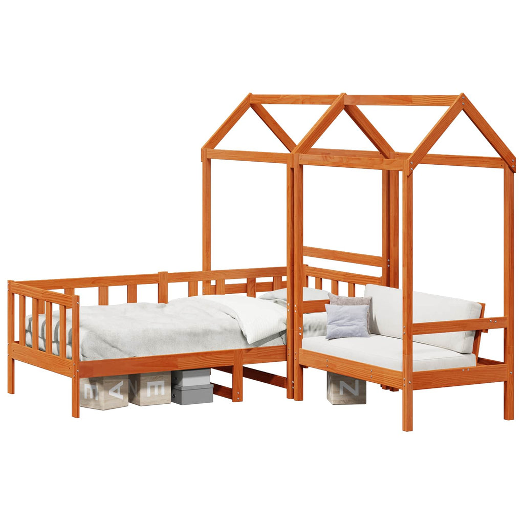 Tagesbett Set 3 pcs Wachsbraun Massives Kiefernholz