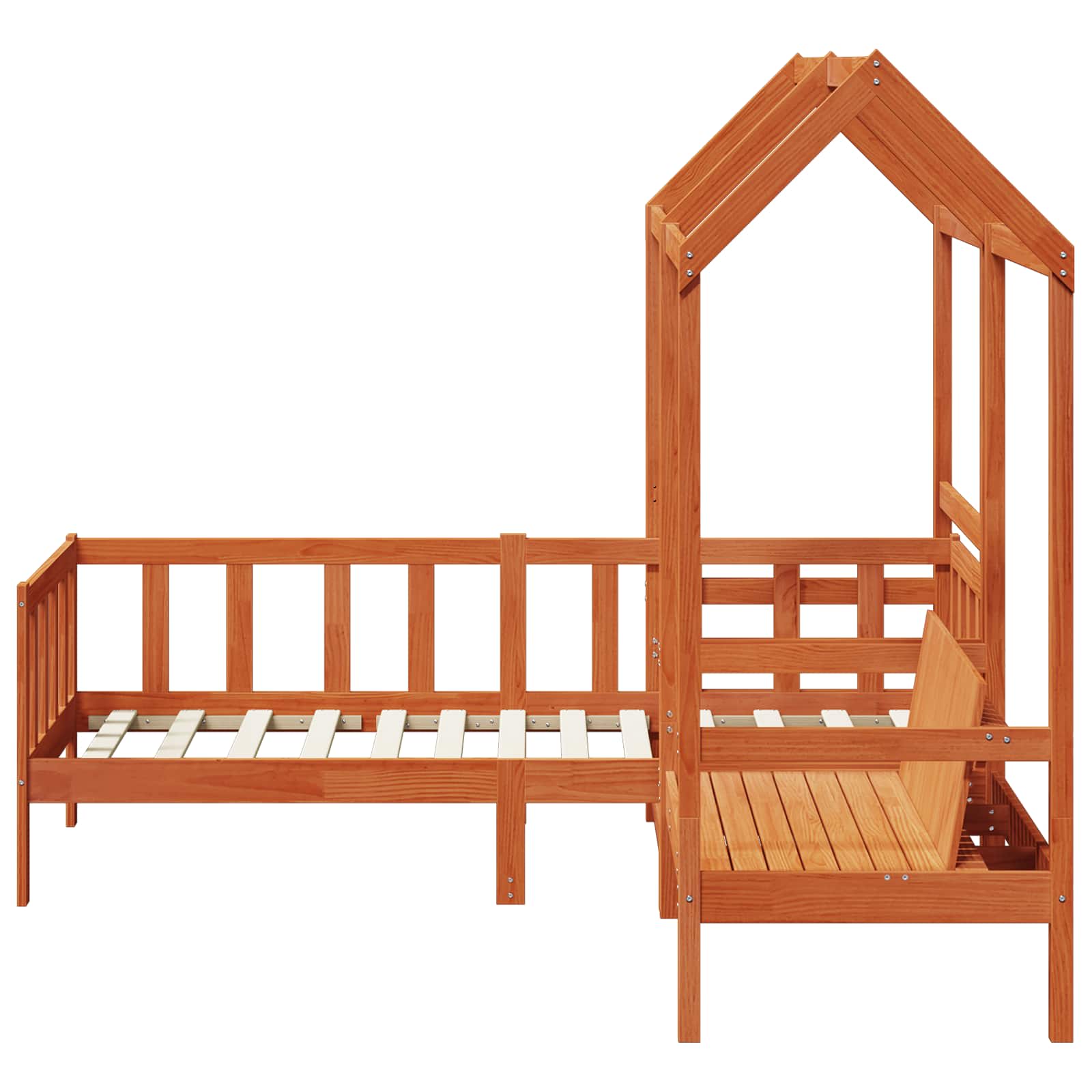 Tagesbett Set 3 pcs Wachsbraun Massives Kiefernholz