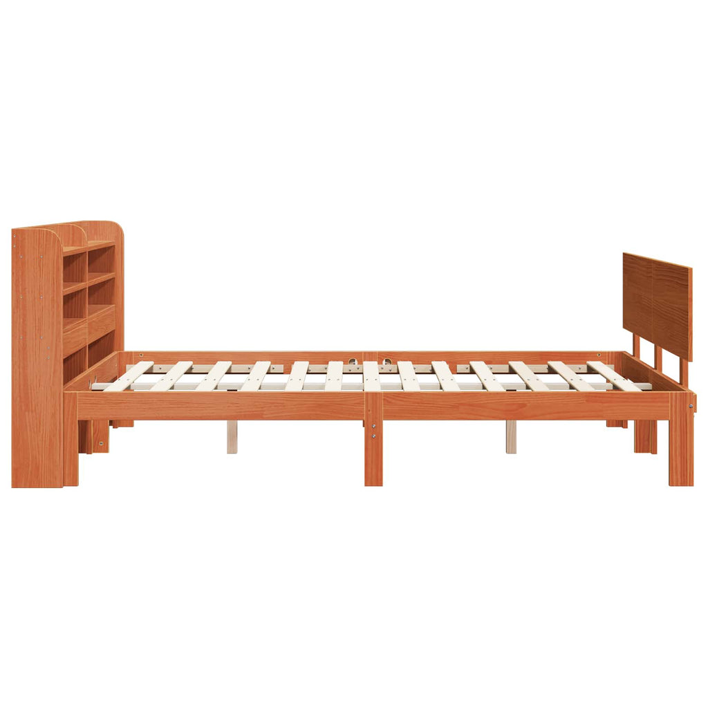 Bettrahmen mit Kopfteil 2 pcs Wachsbraun Massivholz Kiefer