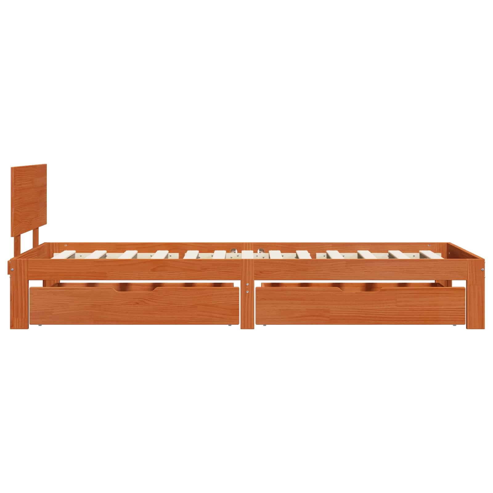 Bettrahmen Wachsbraun 70 x 190 cm Massivholz Kiefer
