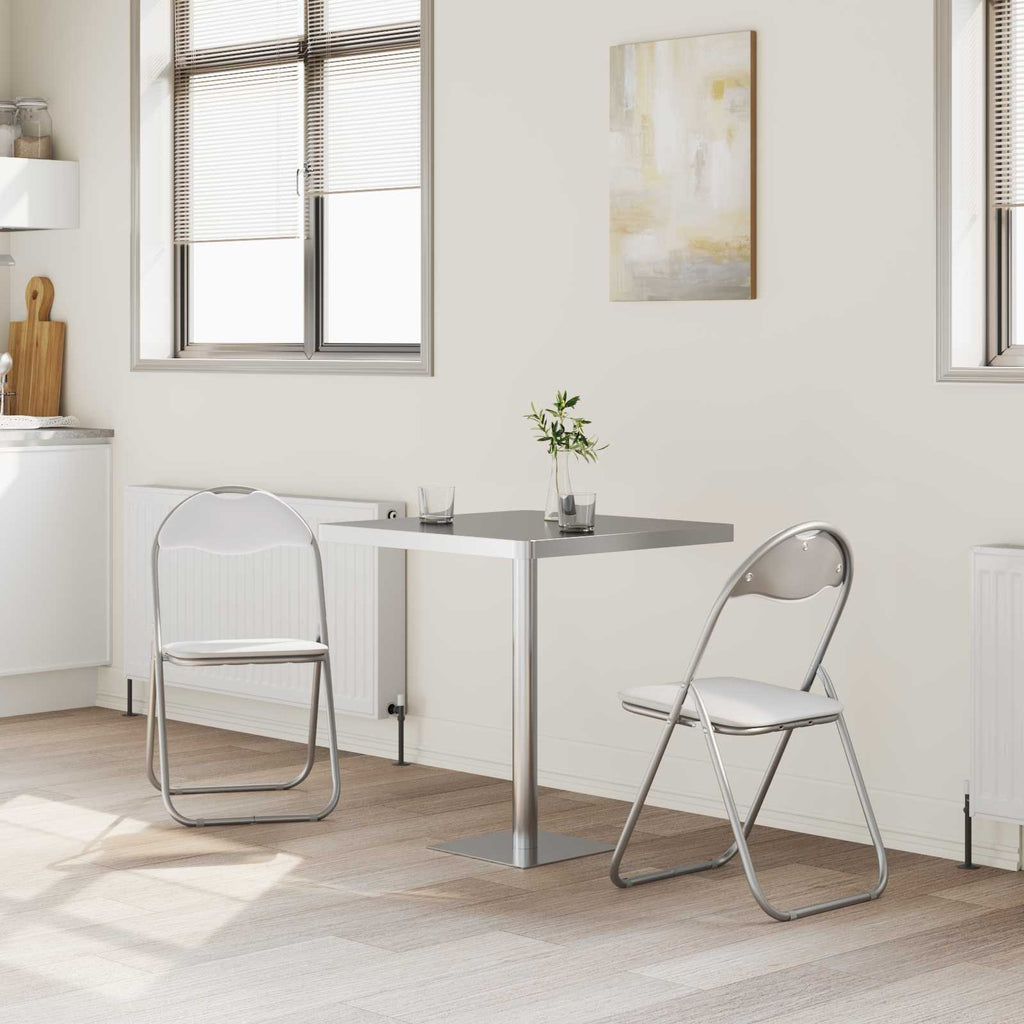 Klappstuhl 2 pcs Weiß und Grau 48 x 43,5 x 81 cm Kunstleder