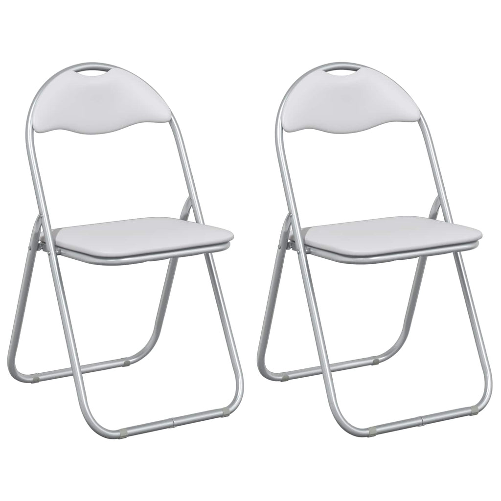 Klappstuhl 2 pcs Weiß und Grau 48 x 43,5 x 81 cm Kunstleder