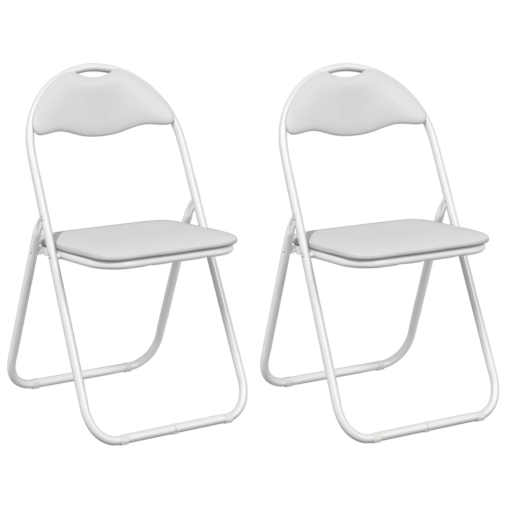 Klappstuhl 2 pcs Weiß und Grau 48 x 43,5 x 81 cm Kunstleder