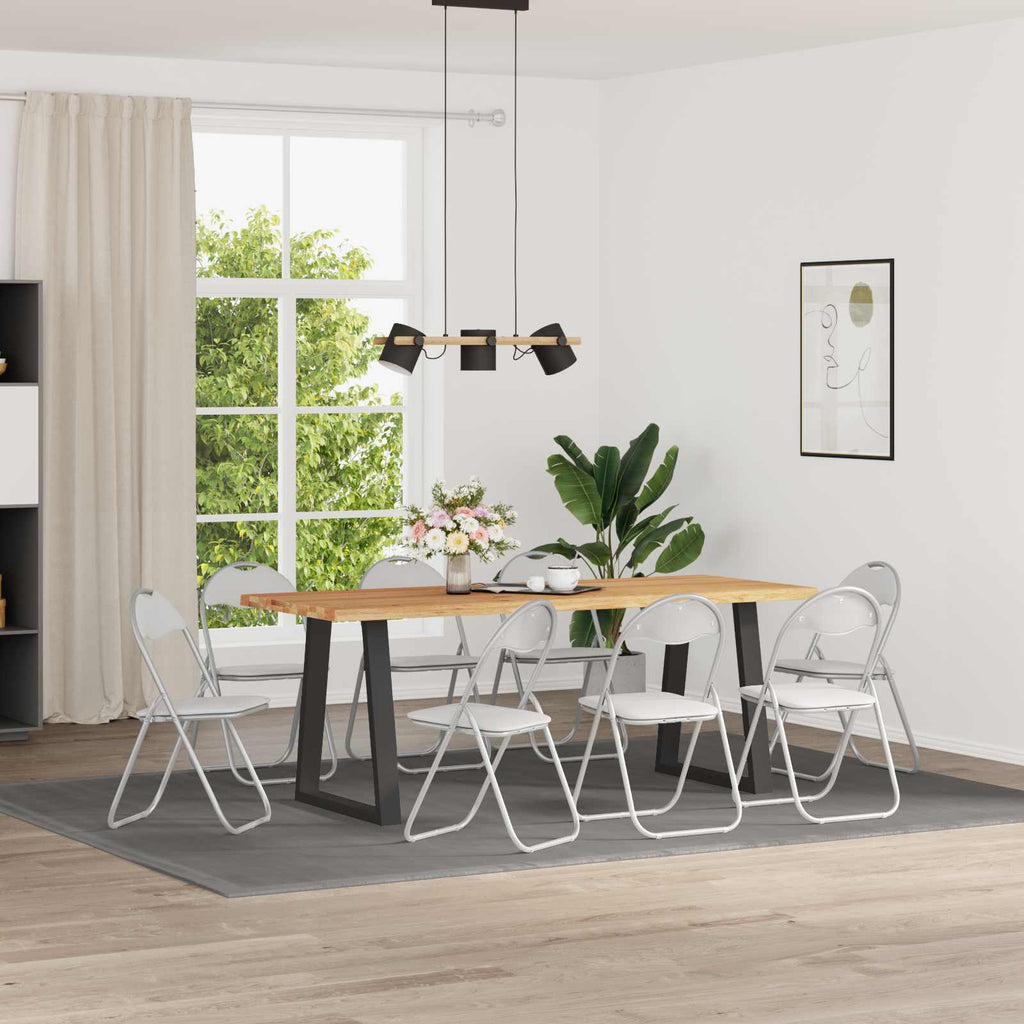 Klappstuhl 8 pcs Weiß und Grau 48 x 43,5 x 81 cm Kunstleder