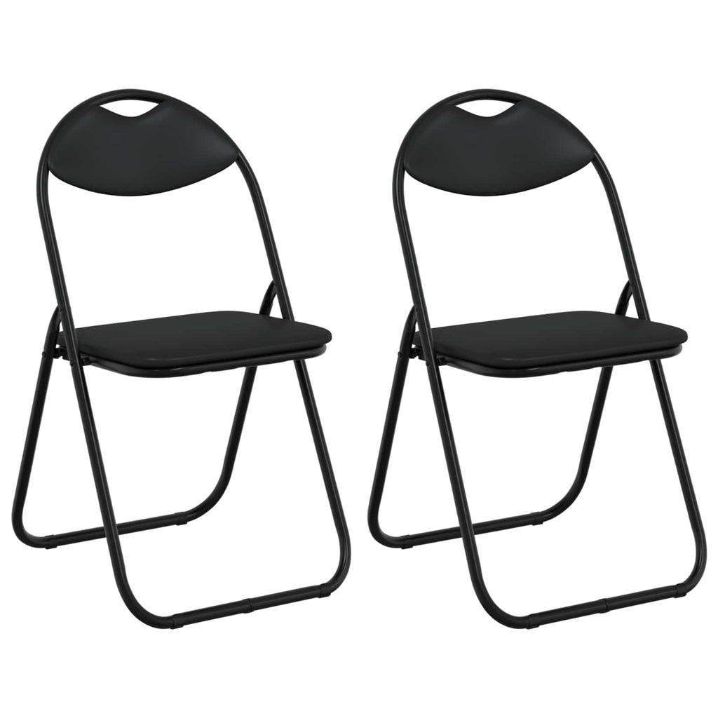 Klappstuhl 2 pcs Schwarz 48 x 43,5 x 81 cm Kunstleder