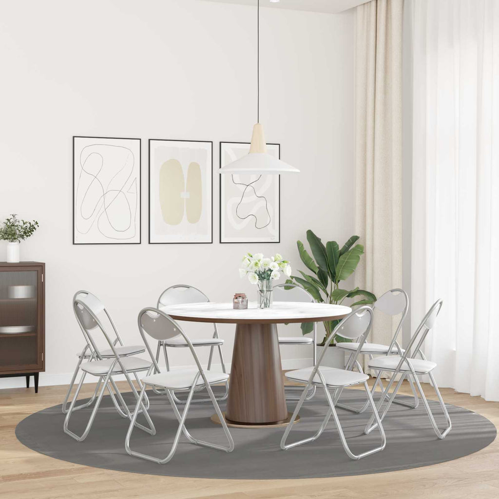 Klappstuhl 8 pcs Weiß und Grau 48 x 43,5 x 81 cm Kunstleder