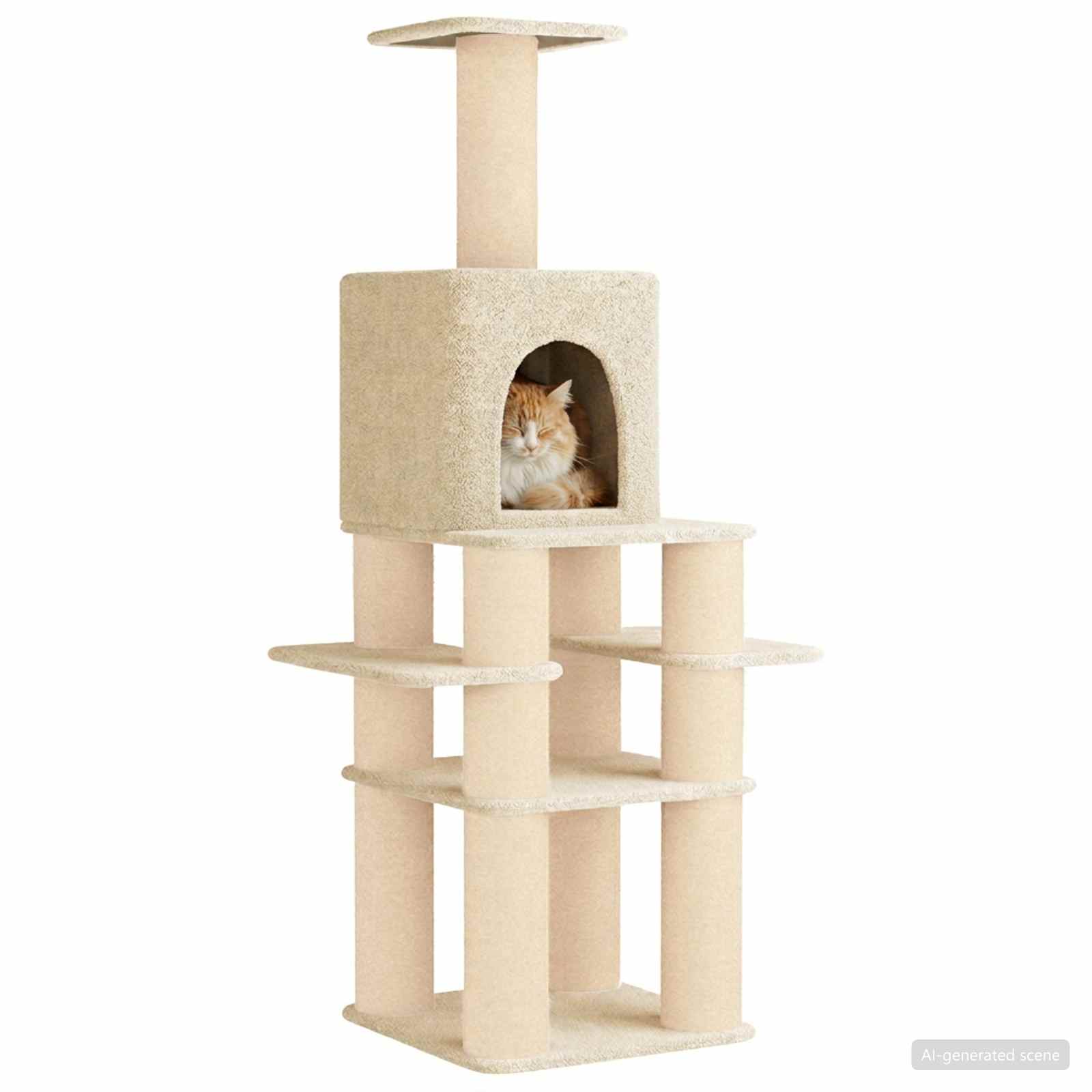 Katzennbaum mit Sisal-Kratzsäulen Creme 180 cm