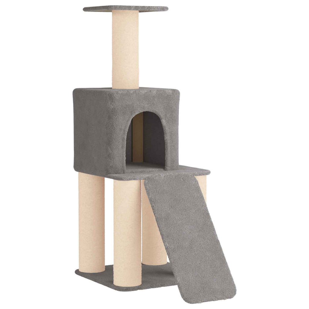 Katzennbaum mit Sisal-Kratzsäulen Hellgrau 146 cm