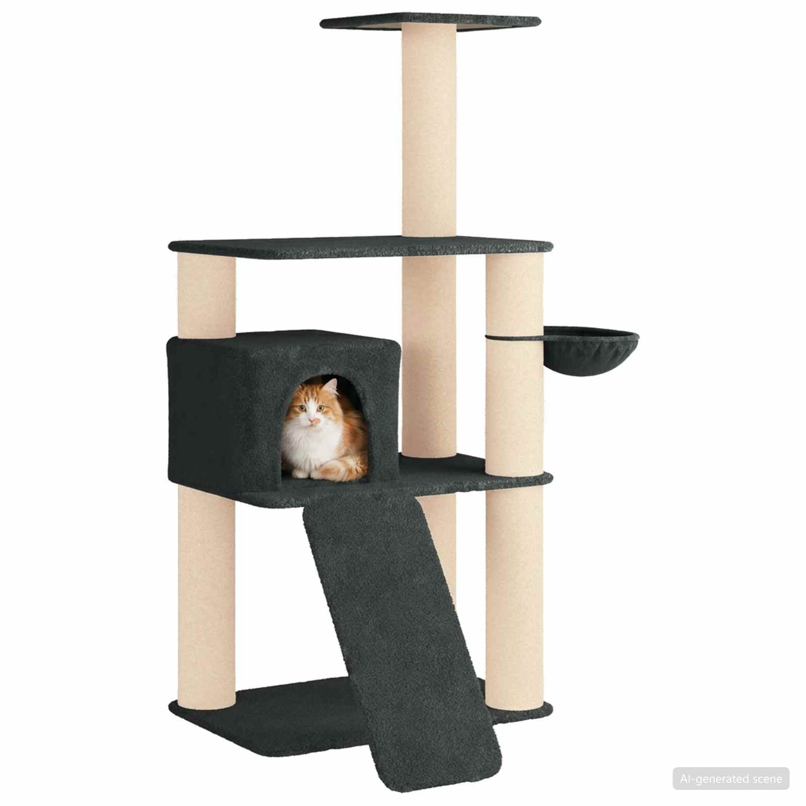 Katzennbaum mit Sisal-Kratzsäulen Dunkelgrau 173 cm
