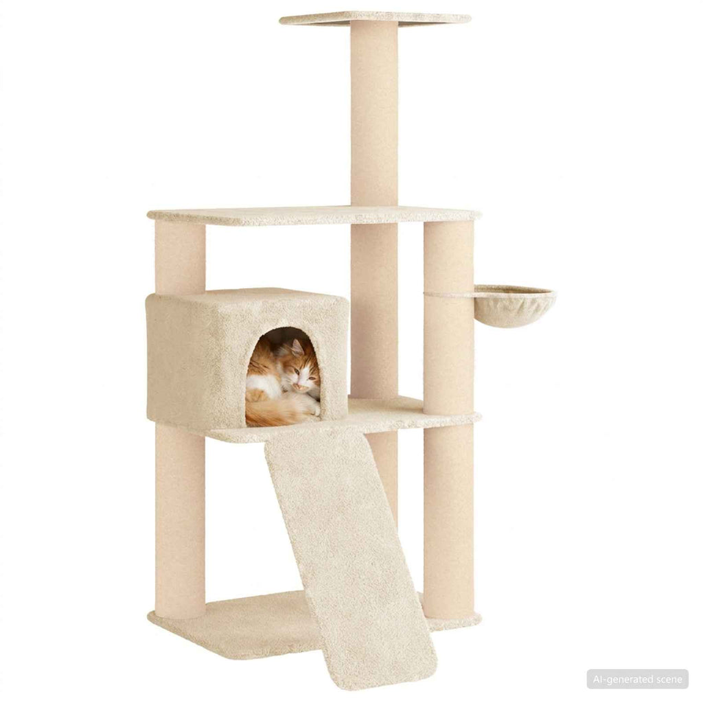 Katzennbaum mit Sisal-Kratzsäulen Creme 173 cm