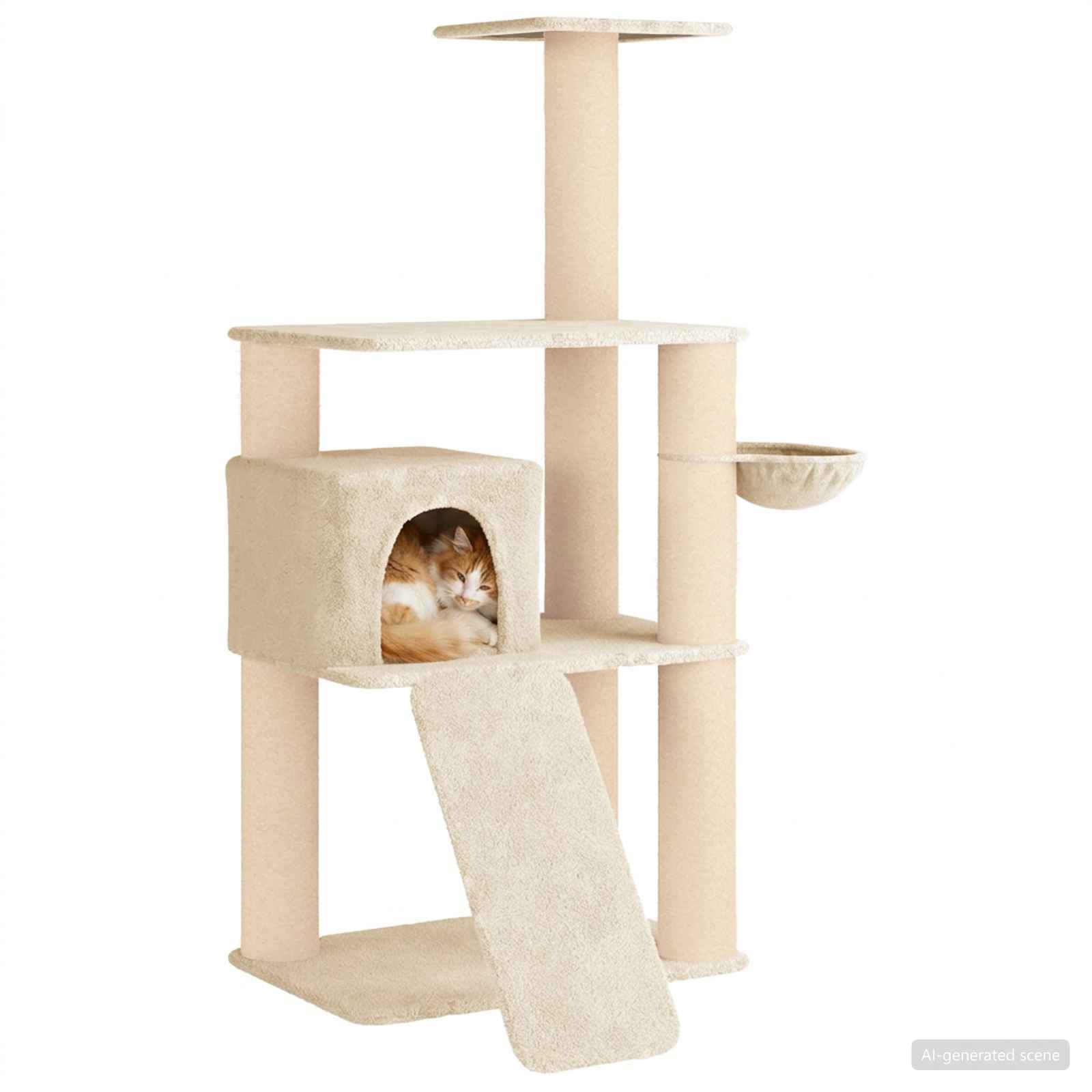 Katzennbaum mit Sisal-Kratzsäulen Creme 173 cm