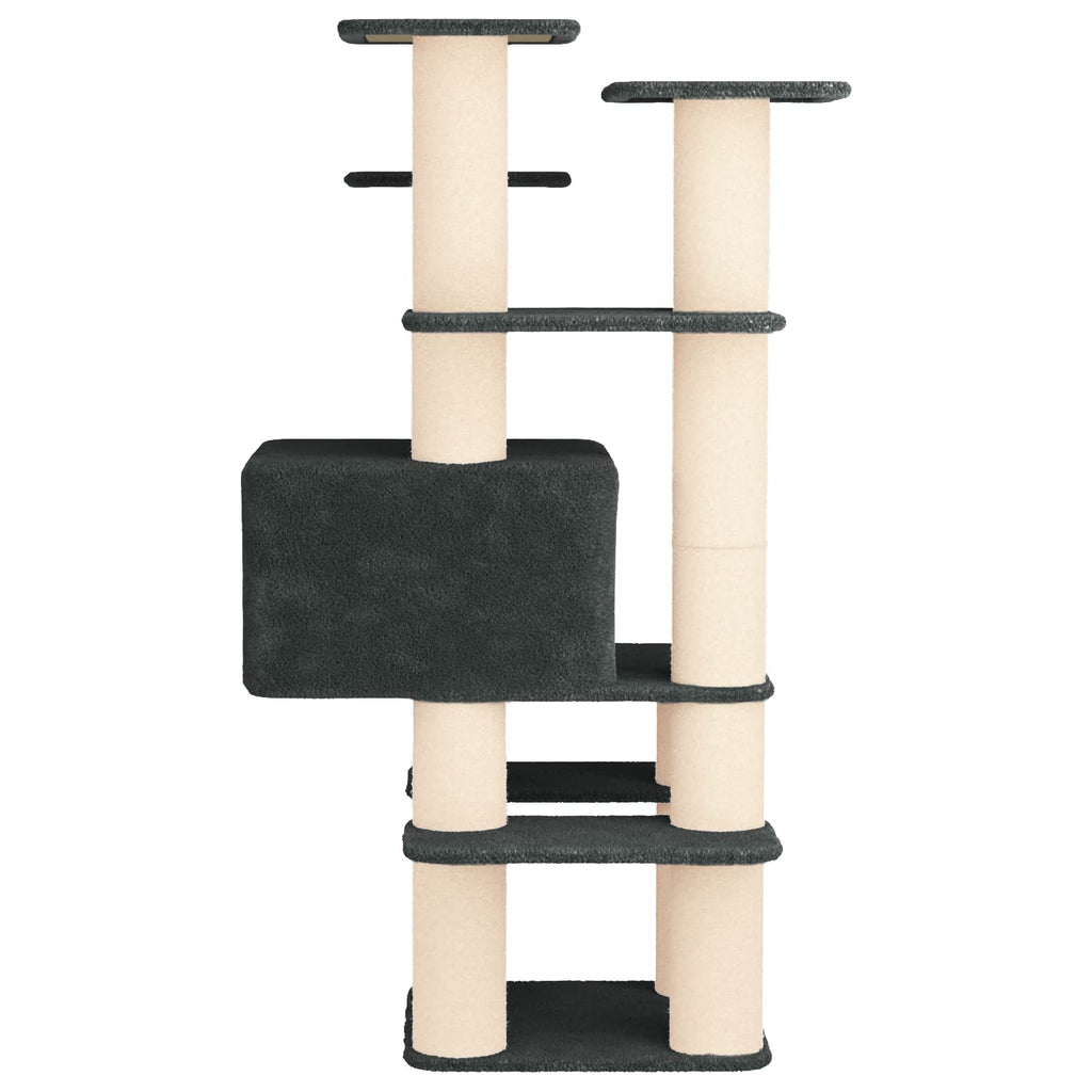 Katzennbaum mit Sisal-Kratzsäulen Dunkelgrau 161 cm
