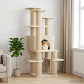 Katzennbaum mit Sisal-Kratzsäulen Creme 161 cm