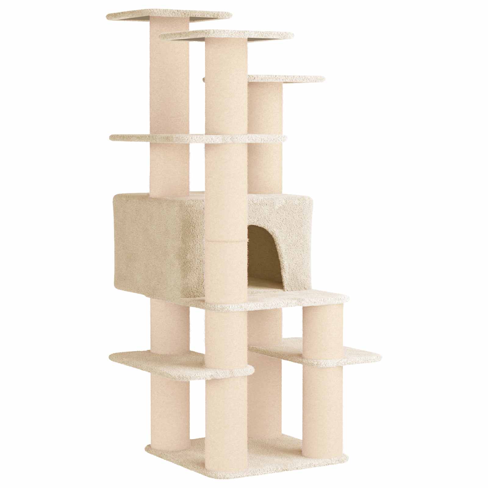 Katzennbaum mit Sisal-Kratzsäulen Creme 161 cm