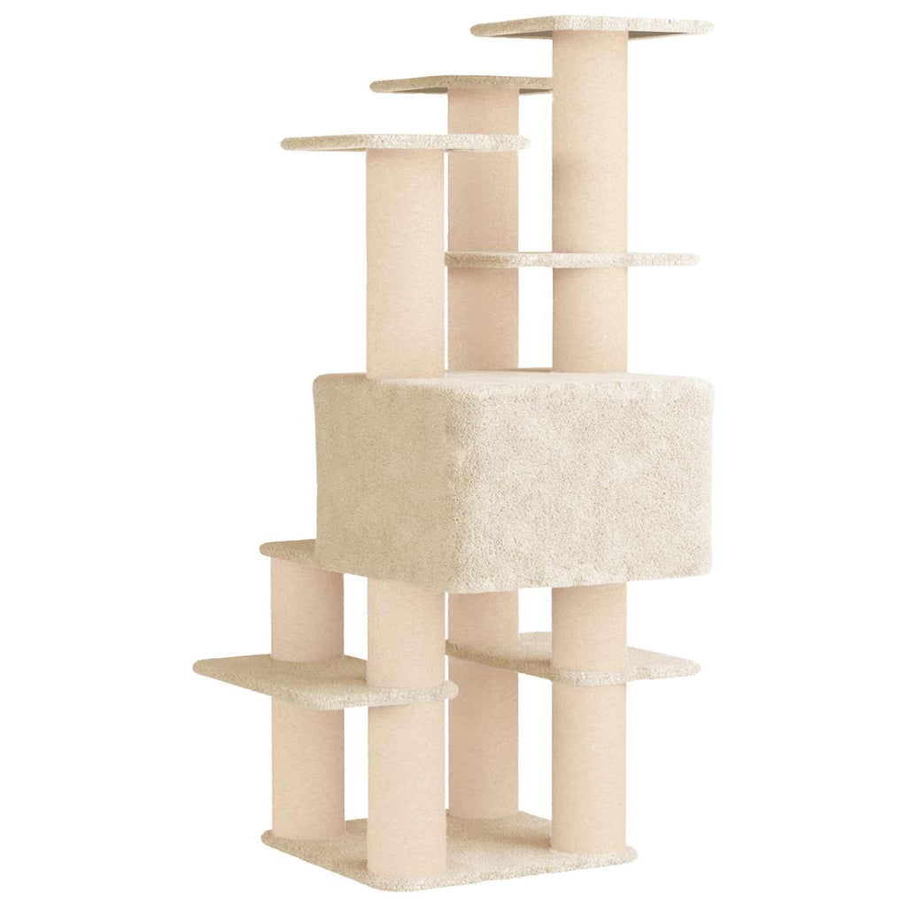 Katzennbaum mit Sisal-Kratzsäulen Creme 161 cm