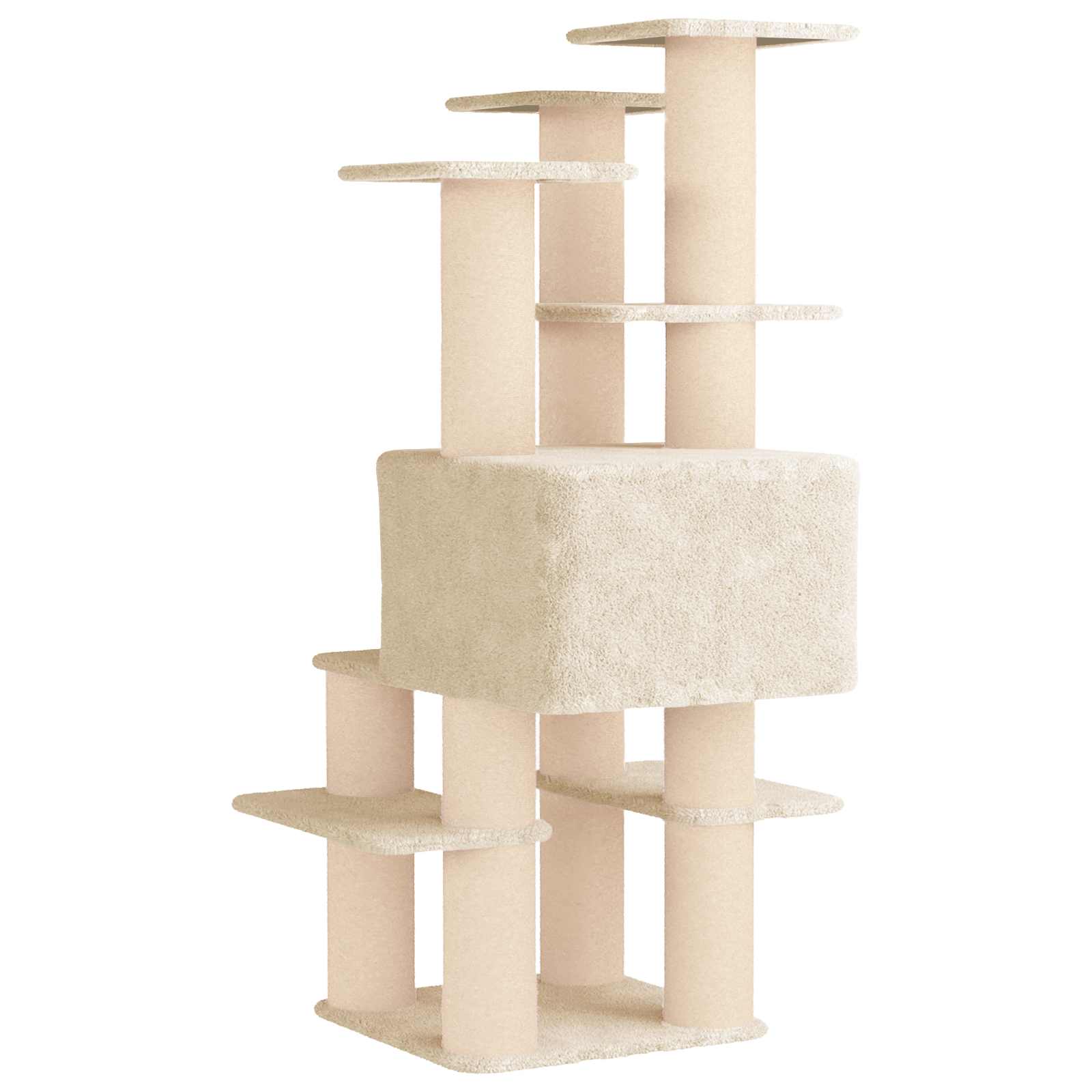 Katzennbaum mit Sisal-Kratzsäulen Creme 161 cm