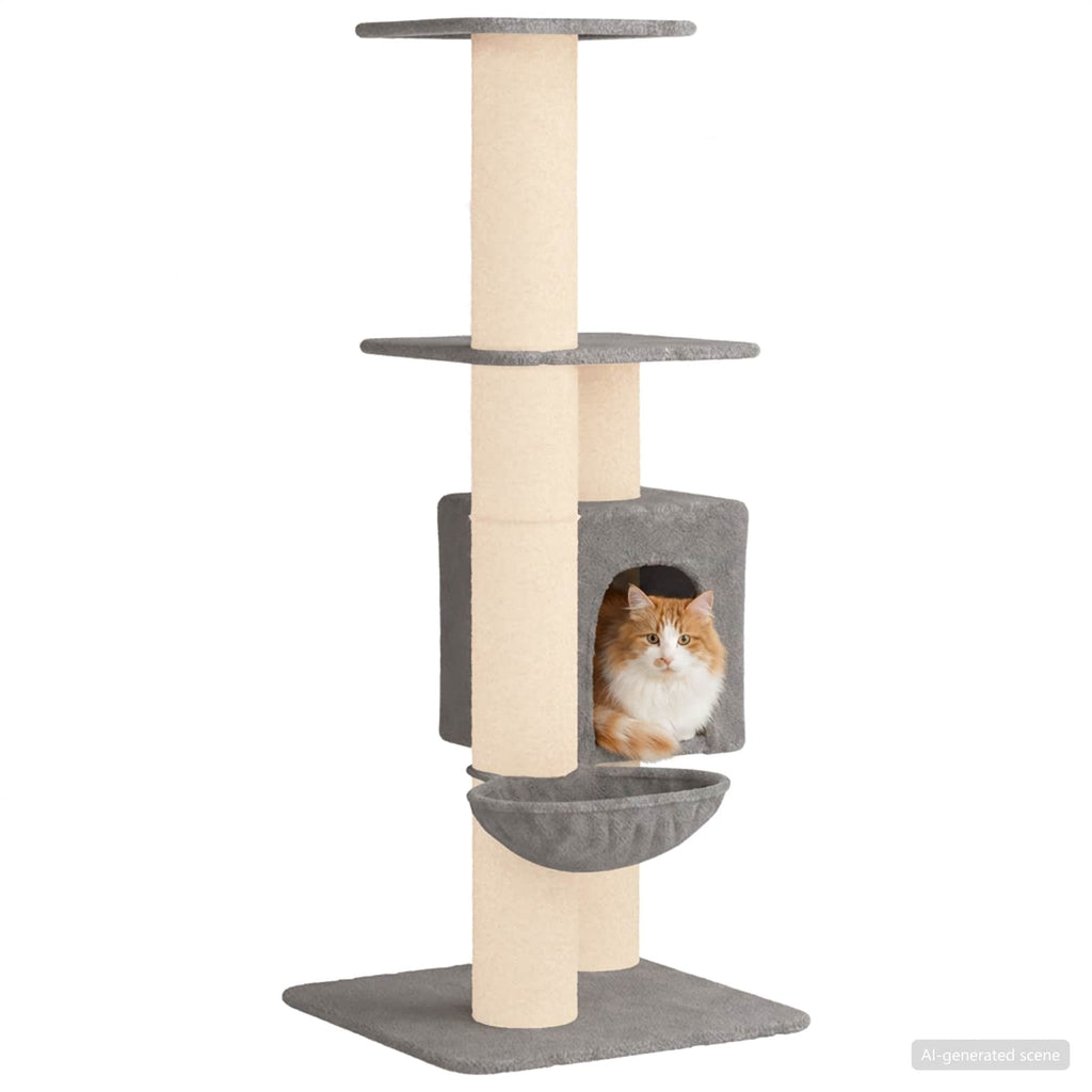 Katzennbaum mit Sisal-Kratzsäulen Hellgrau 137 cm